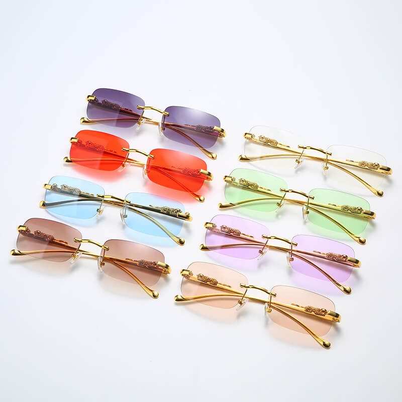 Cheetah Rectangle Rimless Sunglasses