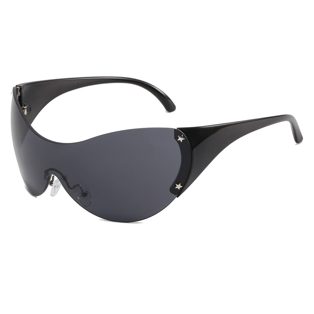Oversized One-Piece Lens Rimless Y2K Sunglasses