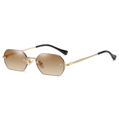 Vintage Rimless Polygon Women Shades Sunglasses
