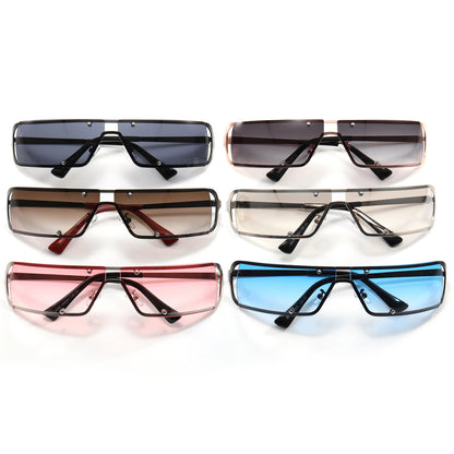 Y2K Rectangle Metal Wraparound Sunglasses