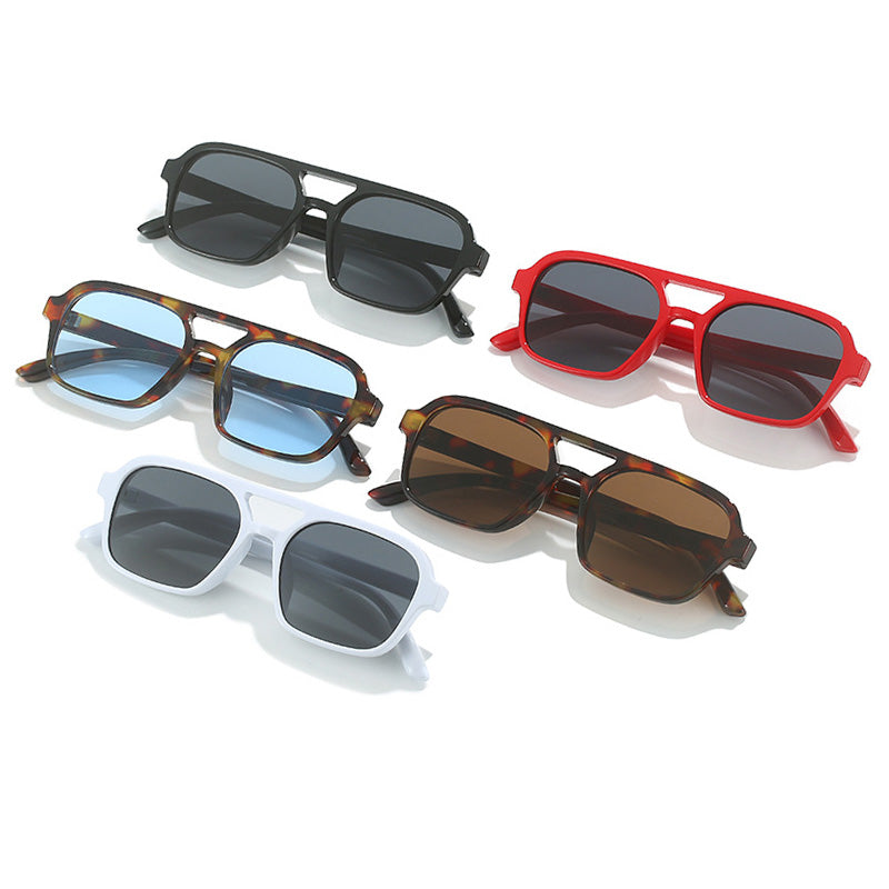 Retro Double Bridges Small Rectangle Sunglasses