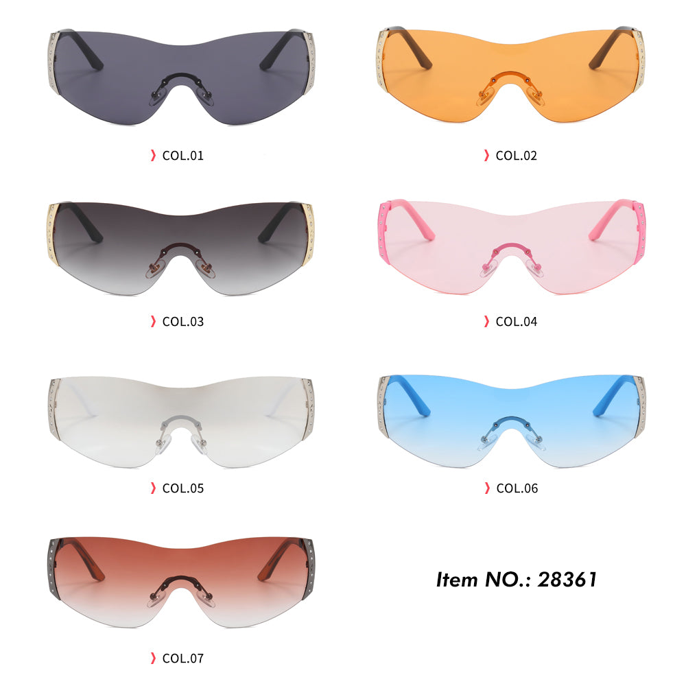 Y2K Oversized Rimless Shield Sunglasses