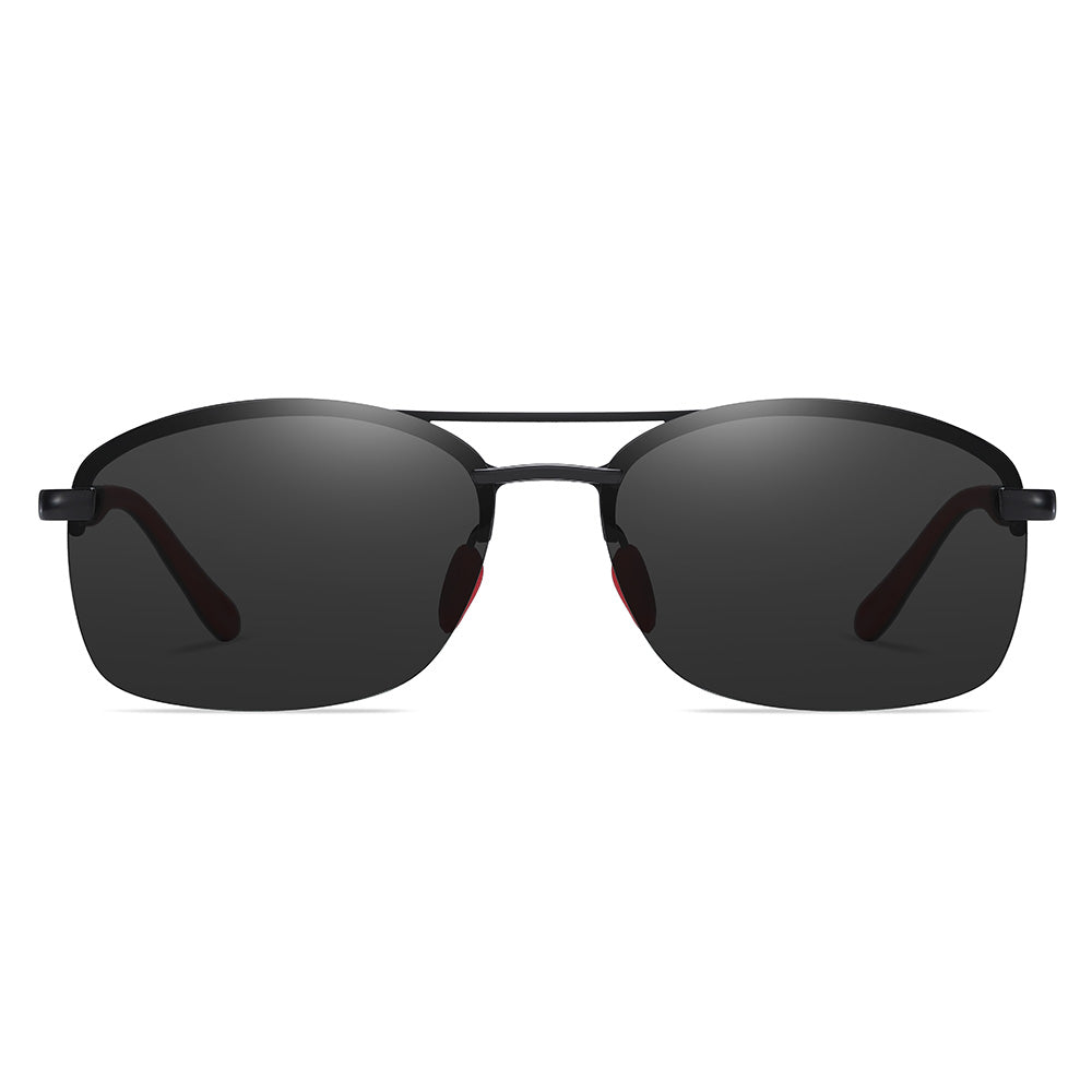 Polarized Men's Semi-Rimless Photochromic Sunglasses