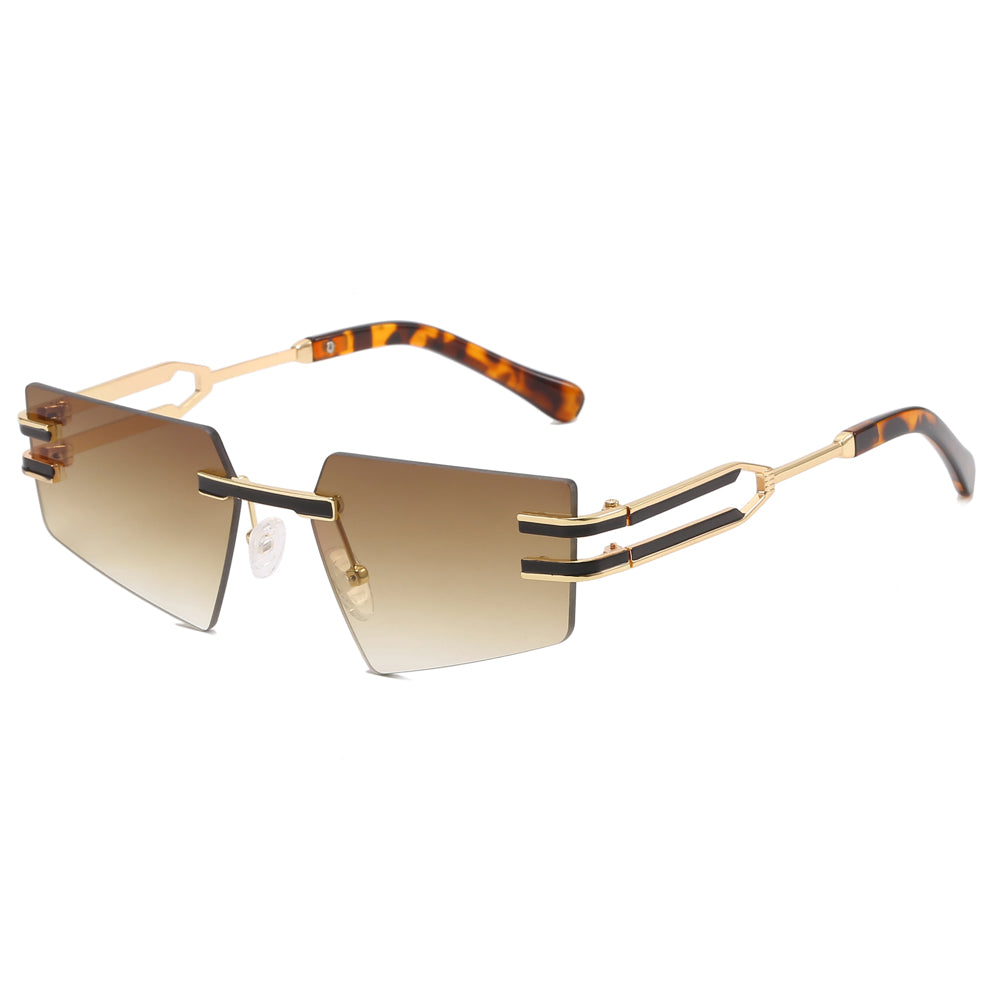 Metal Pentagon Rectangle Rimless Sunglasses