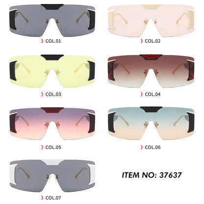 Flat Top One Piece Lens Shades Sunglasses