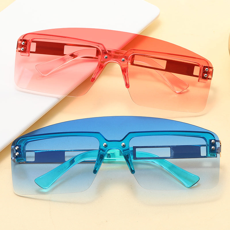 One Piece Tinted Lens Rimless Sunglasses