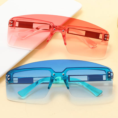 One Piece Tinted Lens Rimless Sunglasses