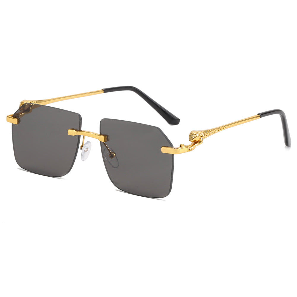 Diamond Cut Oversized Rimless Square Outdoor Holiday Sunglasses