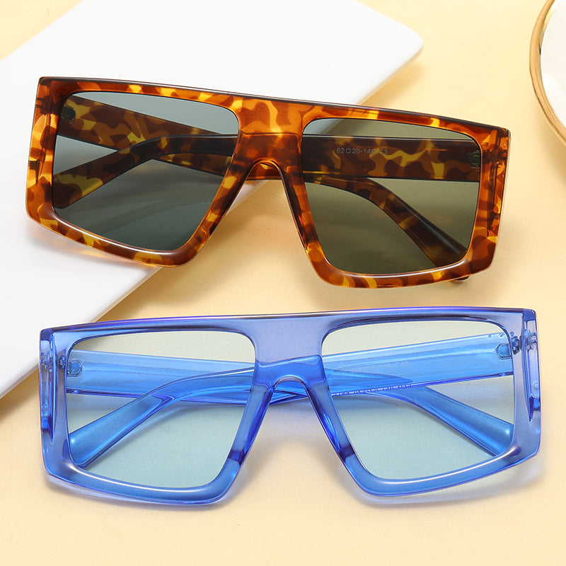 Oversized Flat Top Square Shades Sunglasses