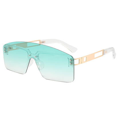 One Piece Tinted Lens Rimless Sunglasses