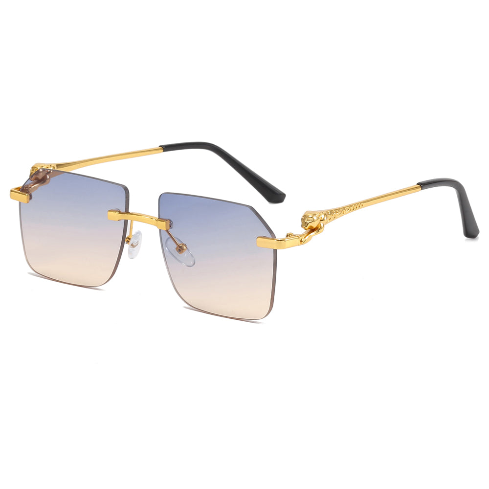 Diamond Cut Oversized Rimless Square Outdoor Holiday Sunglasses