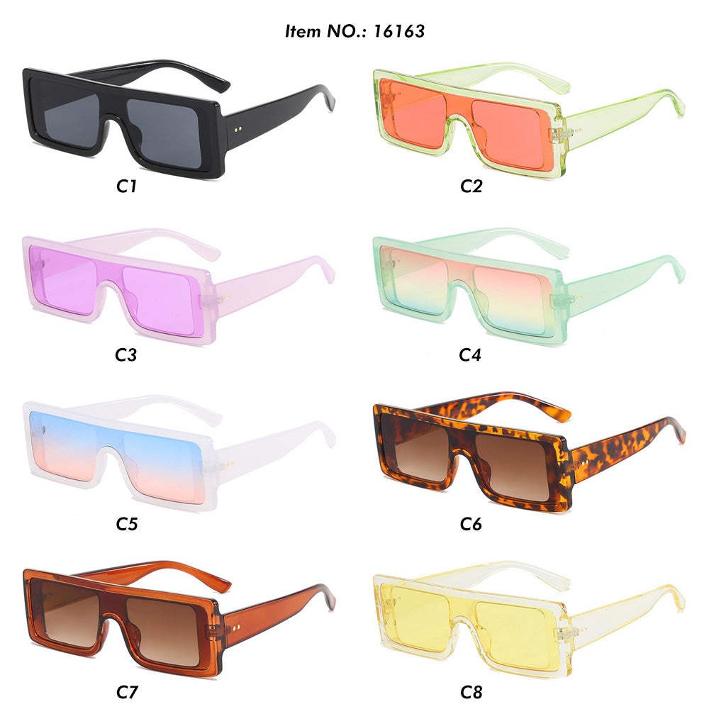 Trendy Flat Top UV400 Rectangle Sunglasses