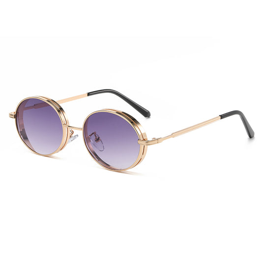 Retro Round Metal Steampunk Style Sunglasses