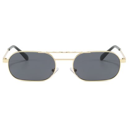 Small Rectangle Metal Frame Travel Shades Sunglasses