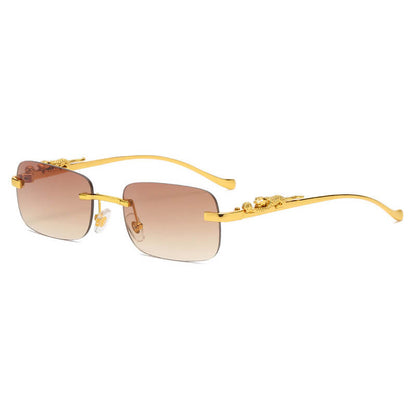 Cheetah Rectangle Rimless Sunglasses