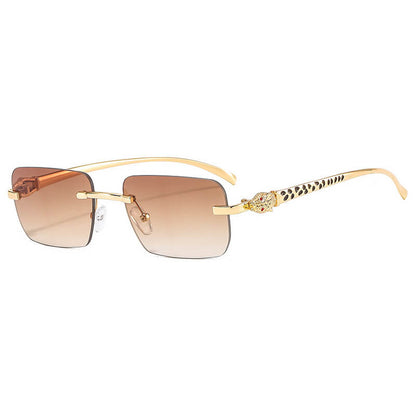 Panther Rectangular Rimless Sunglasses