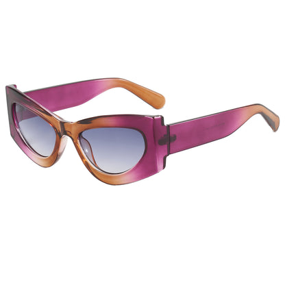 Y2K Cat Eye Women Small Oval Jelly Color Wide Frame Sunglasses