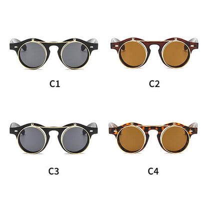 Flip Up Round Steampunk Sunglasses