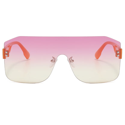 One Piece Tinted Lens UV400 Rimless Sunglasses