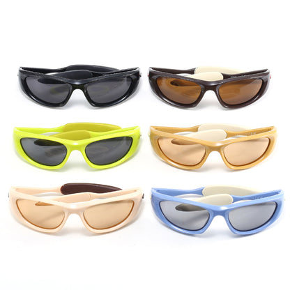 Y2K Wrap Around Sport Rectangle Cat Eye Sunglasses