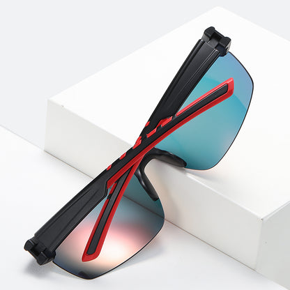 Men Rectangular Half Frame Polarized Sports Driving Sunglasses