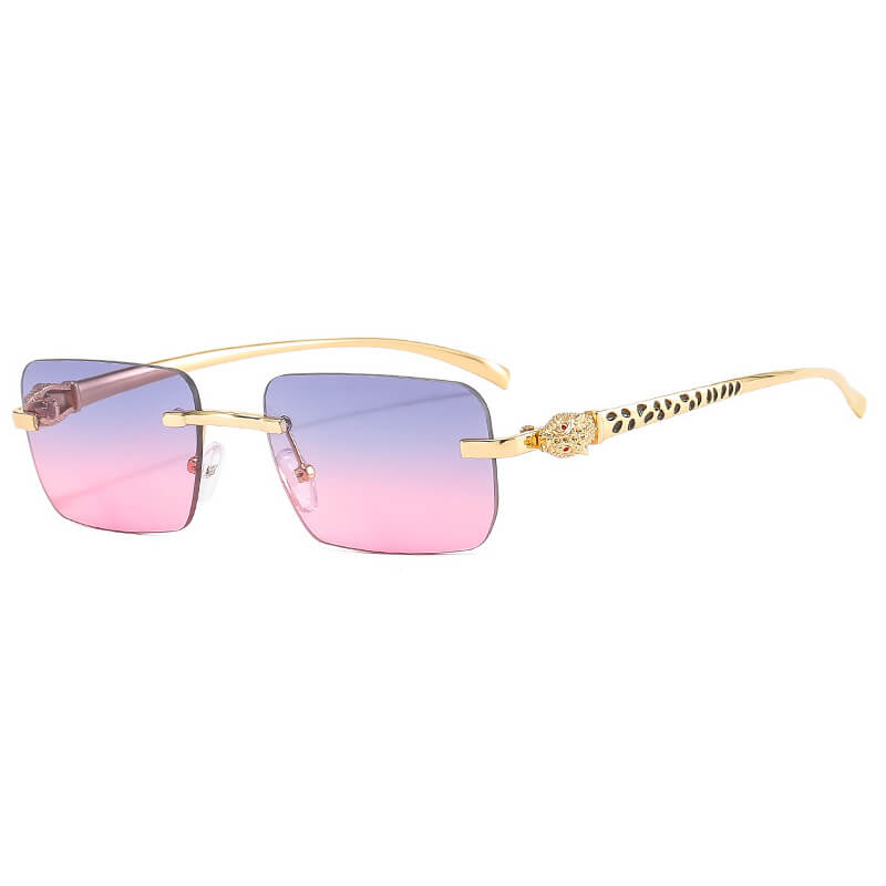 Panther Rectangular Rimless Sunglasses