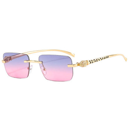 Panther Rectangular Rimless Sunglasses