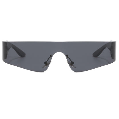 one piece lens Rimless Y2K Sunglasses