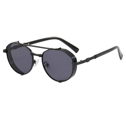 Flat Top Steampunk Metal Frame Sunglasses