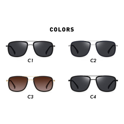 Square Metal Frame Polarized Sunglasses