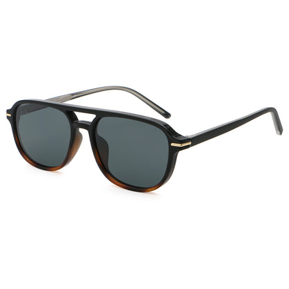 Trendy Square Flat Top Double Bridges Shades Sunglasses