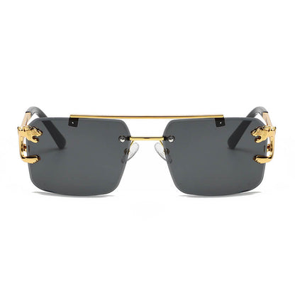 Stylish Panther Embellished Rimless Sunglasses