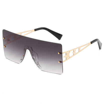 Flat Top Oversized Square Rimless Sunglasses