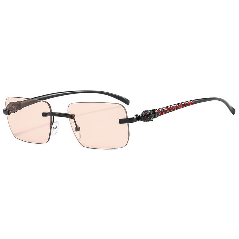 Panther Rectangular Rimless Sunglasses