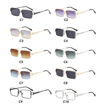 Rectangle Narrow Metal Frame INS Street Style Sunglasses