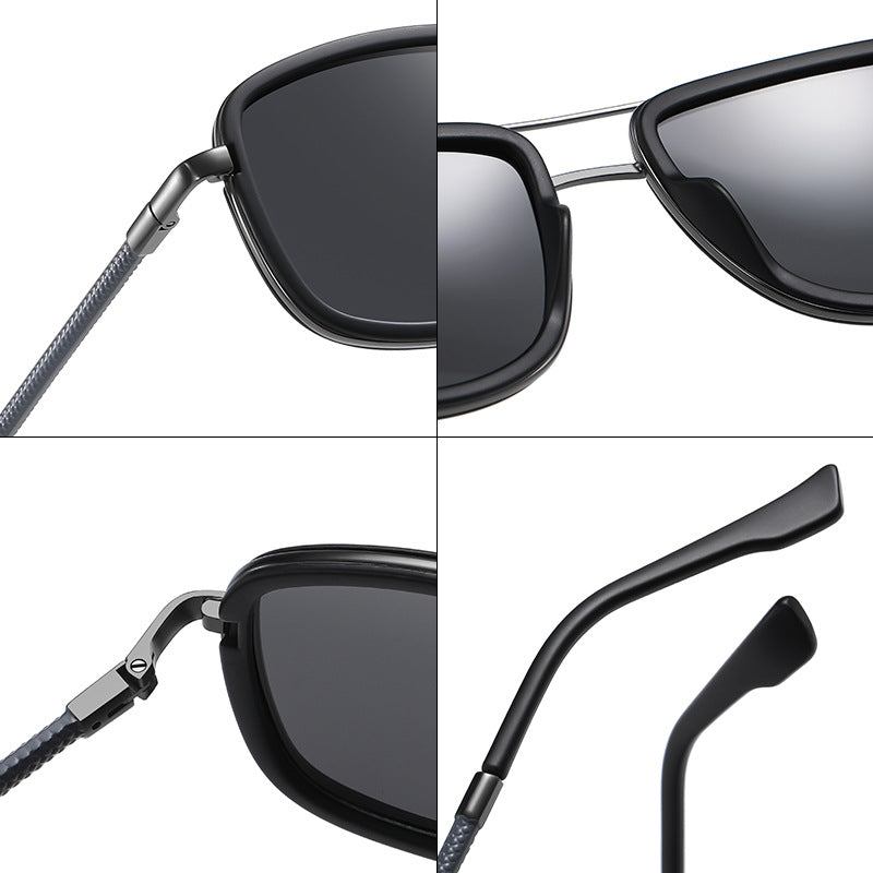 Square Metal Frame Polarized Sunglasses