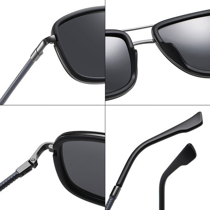 Square Metal Frame Polarized Sunglasses