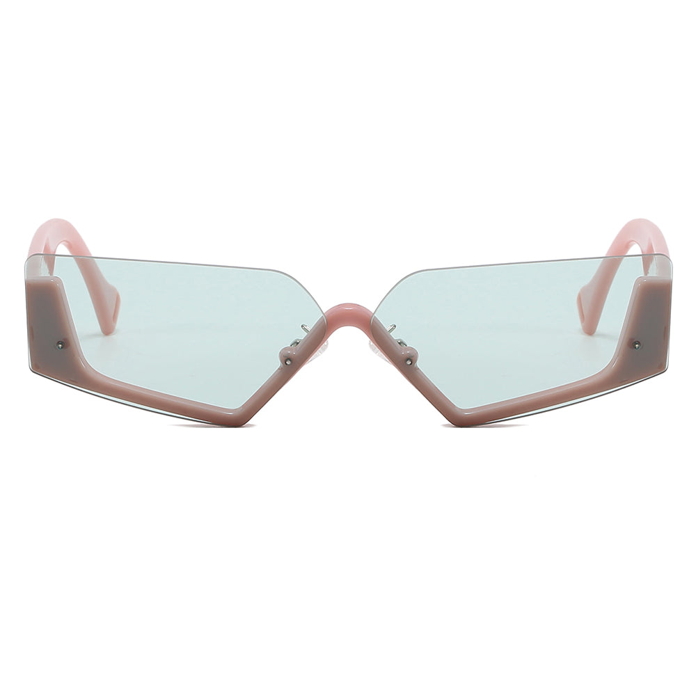 Half Frame Geometric Irregular UV400 Shades Sunglasses