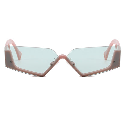Half Frame Geometric Irregular UV400 Shades Sunglasses