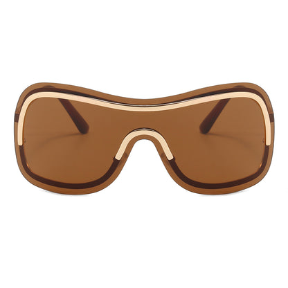 y2k Oversize One Piece Lens Rimless Goggle Shades Sunglasses