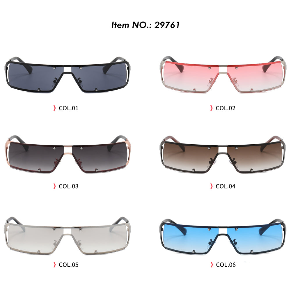 Y2K Rectangle Metal Wraparound Sunglasses