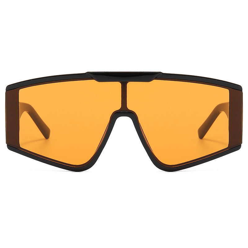 Flat Top One Piece Lens Oversize Sunglasses
