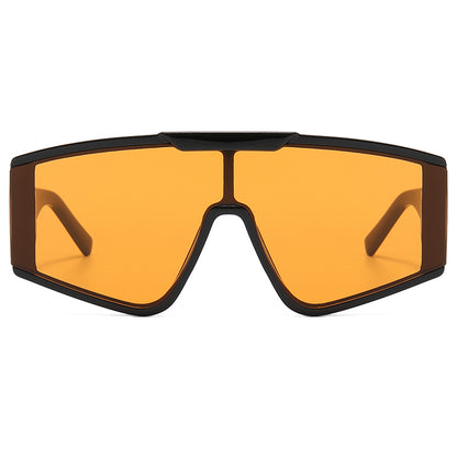 Flat Top One Piece Lens Oversize Sunglasses
