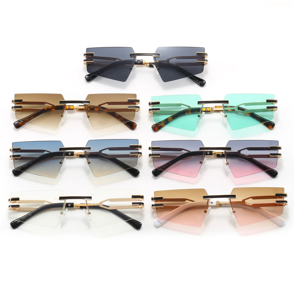 Metal Pentagon Rectangle Rimless Sunglasses