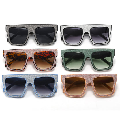 Rhinestone Flat Top Square Sunglasses