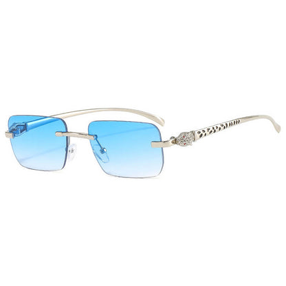 Panther Rectangular Rimless Sunglasses