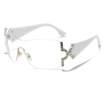 Y2K Oversized Shield Rimless Sunglasses