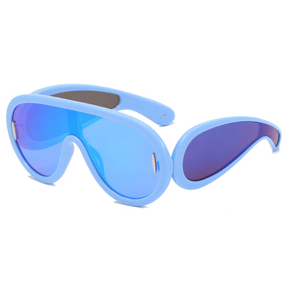 Y2K One Piece Lens Flat Top Oversize Shield Shades Sunglasses
