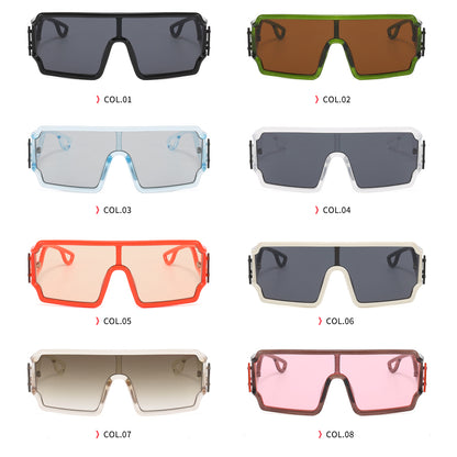 Flat Top One Piece Lens Men Women UV400 Oversize Sunglasses