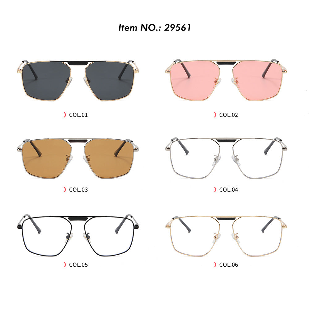 Metal Frame Flat Top Gradient Sunglasses